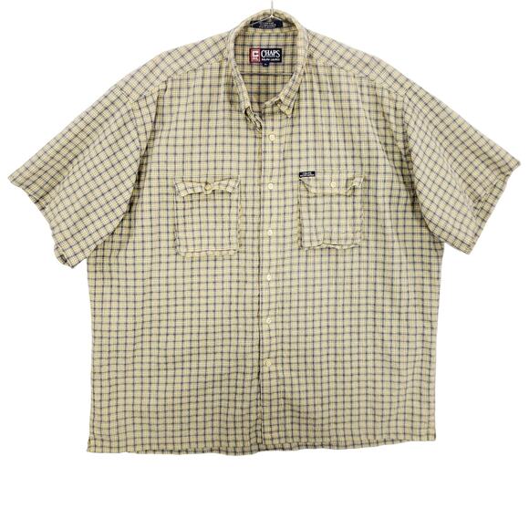 Vintage Chaps Ralph Lauren Shirt Mens Extra Large Yellow Oversized Button Down - Picture 1 of 9